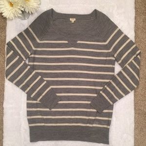 J. Crew gray stripe Merino Boyfriend Sweater small